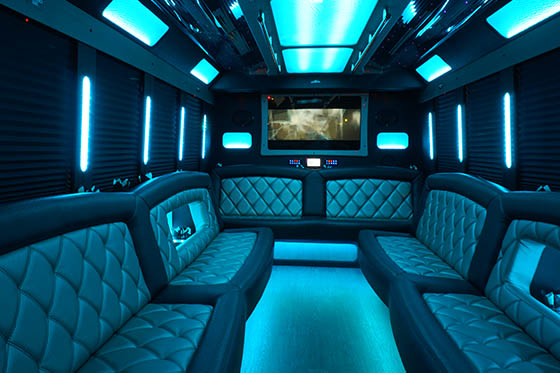 Inside limo bus